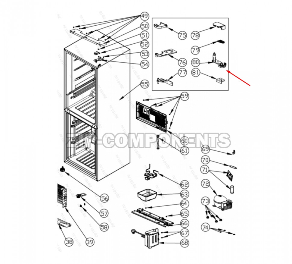 Ограничитель двери верхний холодильника Haier 0530030334
