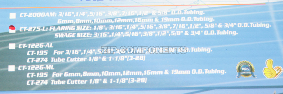 Набор CT-275L вальцовка 1/8 - 3/4 + труборасширитель 5/16 - 3/8