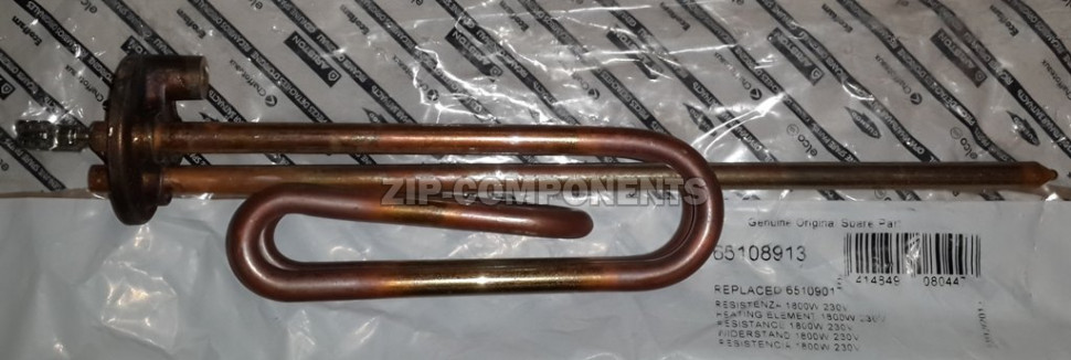 ТЭН для водонагревателя Ariston 65108913 1800w 230v RCA, зам. 65103481, 65109017, D-48мм, H-270мм