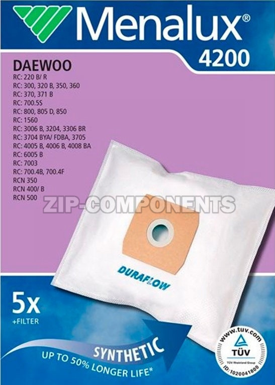 Пылесборные мешки синтетические Menalux 4200 для пылесоса Daewoo Electrolux 9001961342