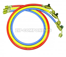 Набор шлангов c шаровыми кранами 3шт 150см, 800PSI (R22, R134, R404, R410) DSZH CT-360-RYB-HV