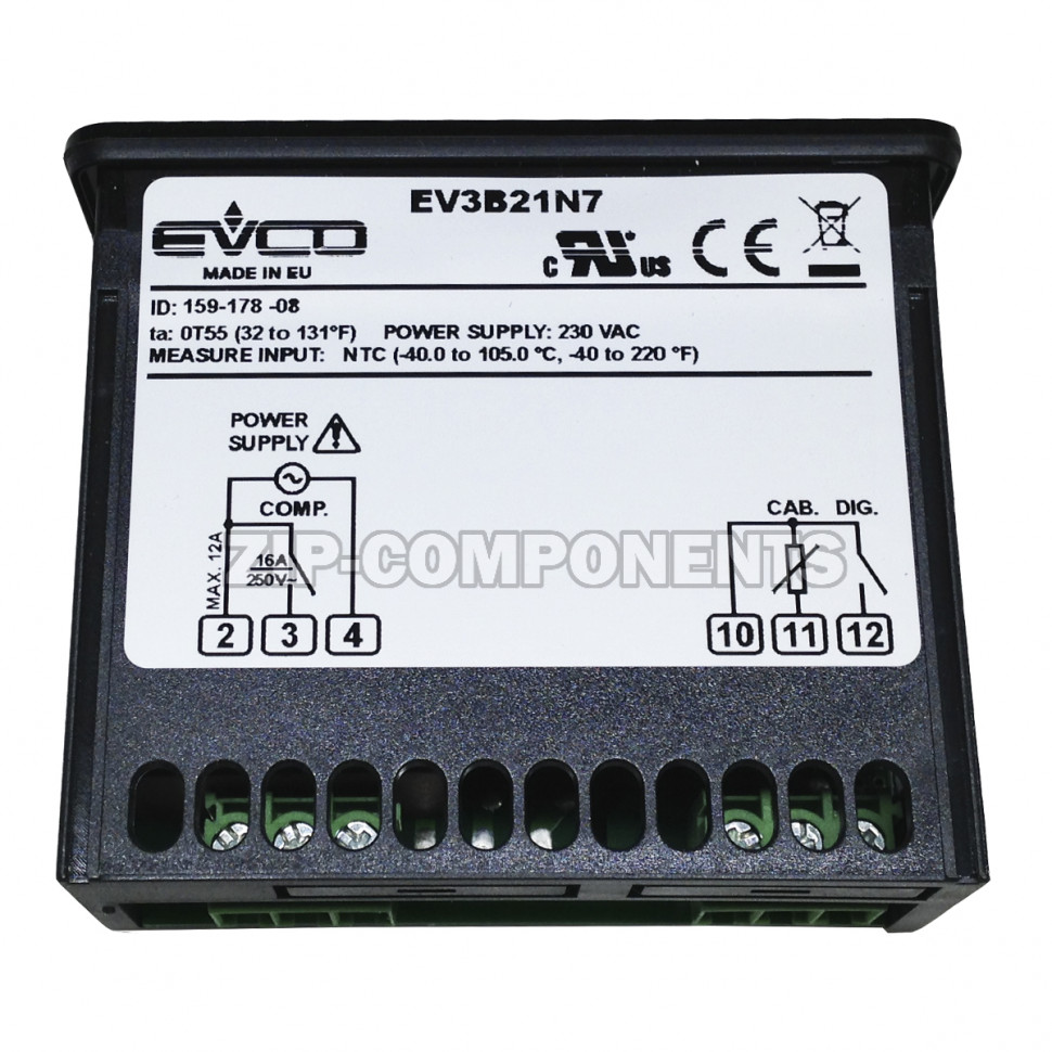 Программируемый контроллер EVCO EV3B21N7 230V 2Hp БЕЗ ДАТЧИКОВ, аналог ID961, 70х63х28мм