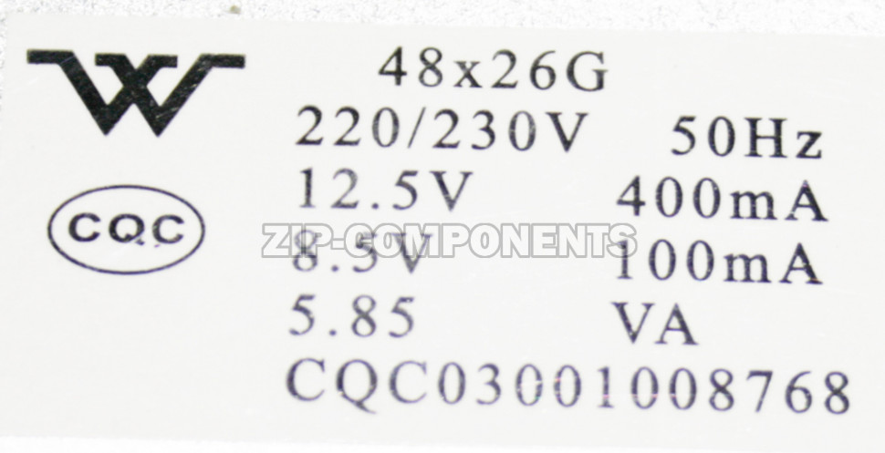Трансформатор кондиционера 48x26G 220/230V 50Hz 12.5v-400mA 8.5V-100mA 5.85-VA