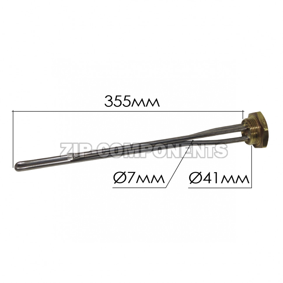 ТЭН радиаторный 1.5 кВт 1дюйм 1/4 чугун Турция L=355