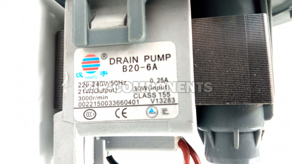 Помпа HANYU на 3х винтах, клеммы сзади раздельно Haier 0022150033660401