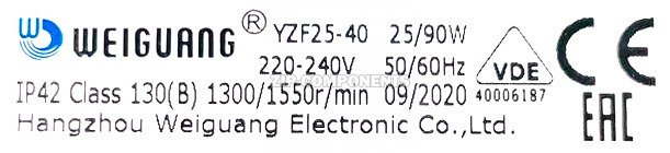 Микродвигатель Weiguang YZF 25-40 (25W) пять точек крепления