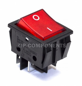 Кнопка биполярная красного цвета 20A, 4 контакта 250V