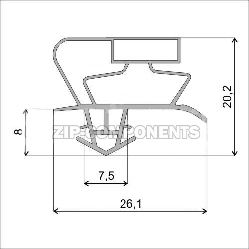 Уплотнитель 575x975 мм для холодильника профиль Skycold