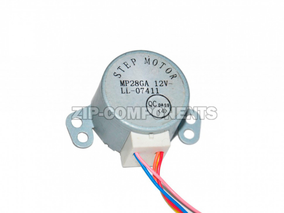 Поворотный шаговый мотор (двигатель жалюзи) кондиционера 12V MP28GA LL-07411 Вал (Н-9 мм, D-5 мм)