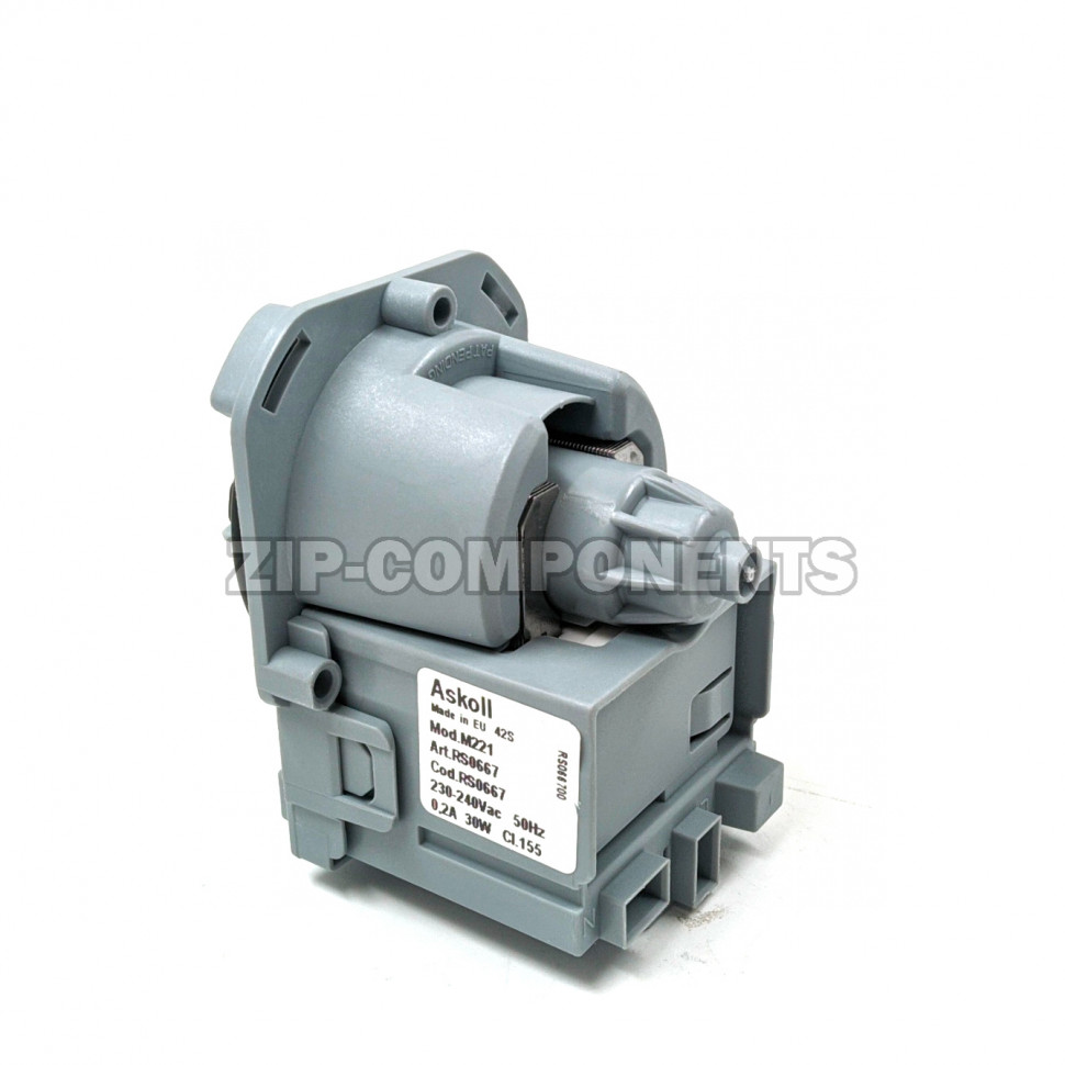 Помпа Askoll 30W на 3 защелках для Bosch MAXX клеммы вперед, вместе