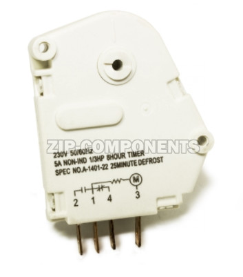 Таймер оттайки холодильника No Frost 8h 25m 230V, 50/60Hz, 5A, 1/3HP. 4 контакта