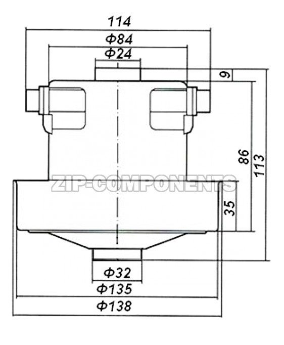 Двигатель пылесоса 1400W H112мм D135мм h35мм d34мм Samsung