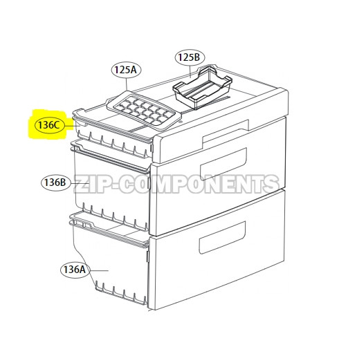 Ящик морозильной камеры узкий верхний LG AJP73635002