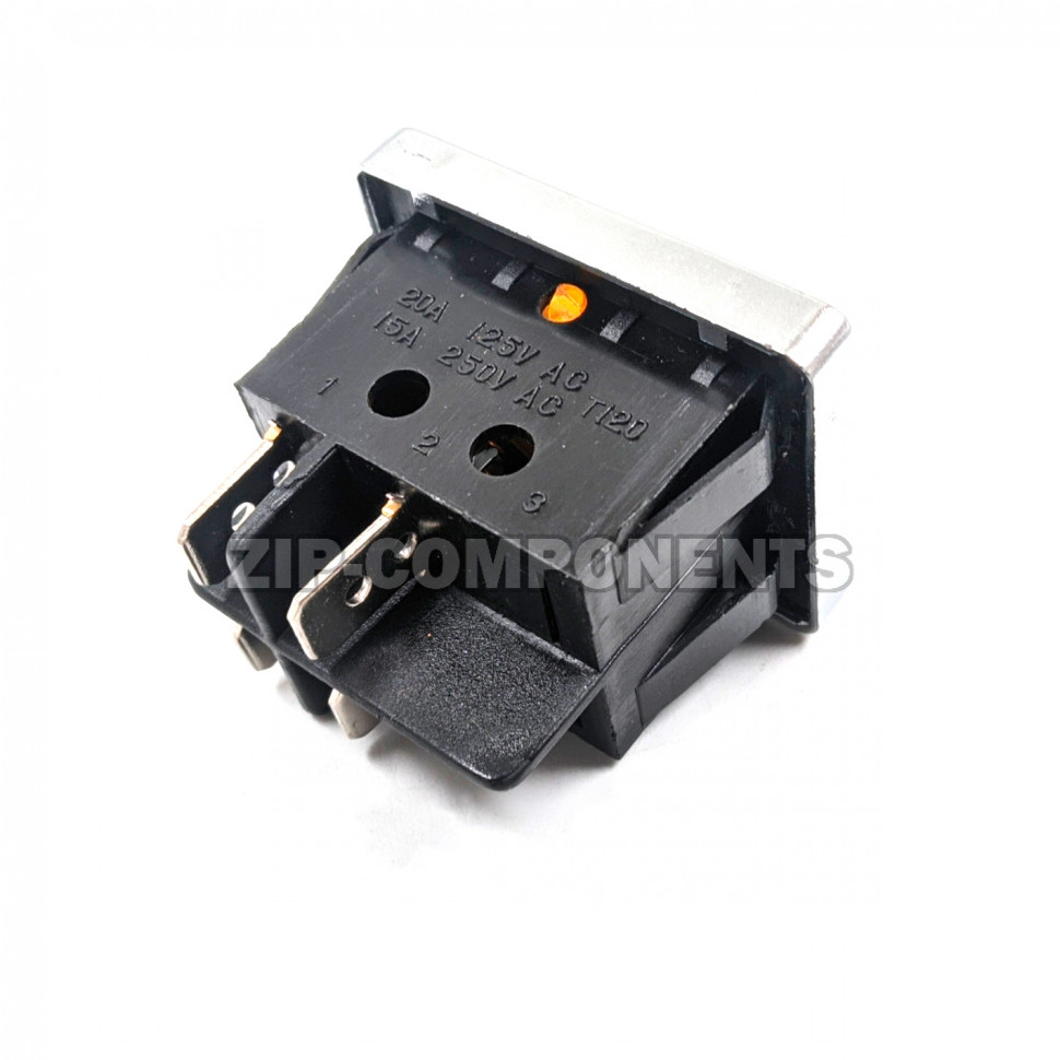 Кнопка универсальная биполярная желтого цвета 16A 250V 4 контакта