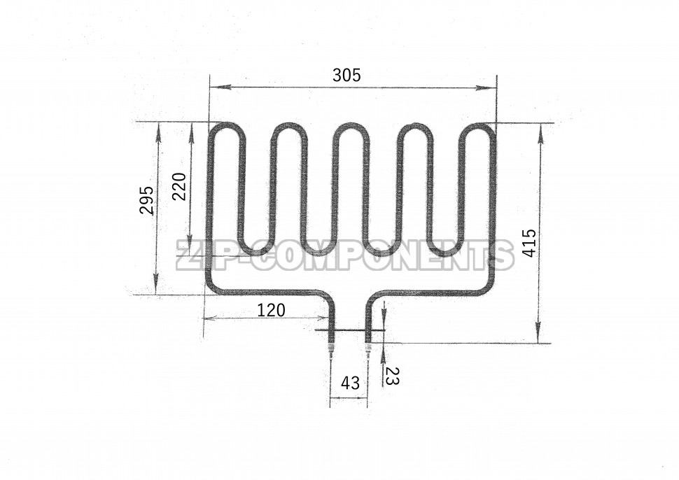 ТЭН для саун HARVIA ZSL-313 2000W 280 А 8/2,0 Т 220 - 5 изгибов