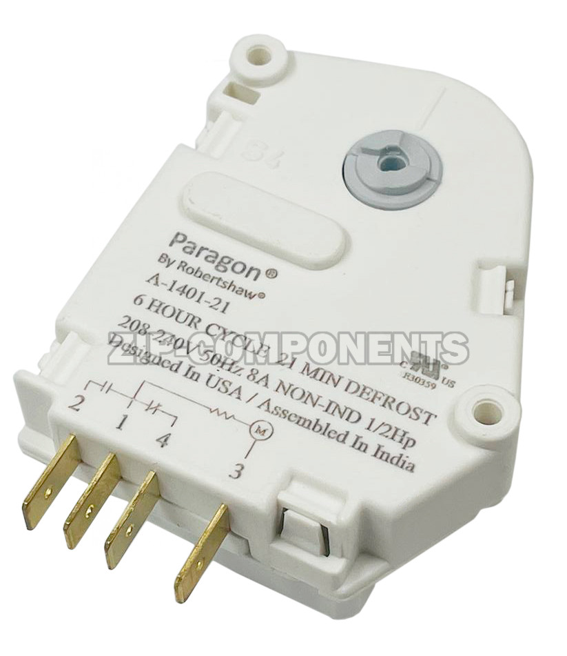 Таймер оттайки холодильника No Frost PARAGON A-1401-21 20DE16A 6h 21m. 208/240V, 50Hz, 8A, 1/2Hp. 4 контакта