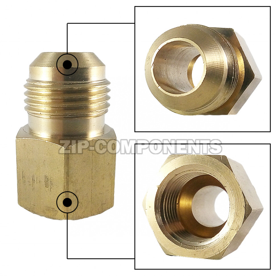 DJ - M 3/8 - F 1/2 Штуцер переходной (М - наружняя, F - внутренняя)