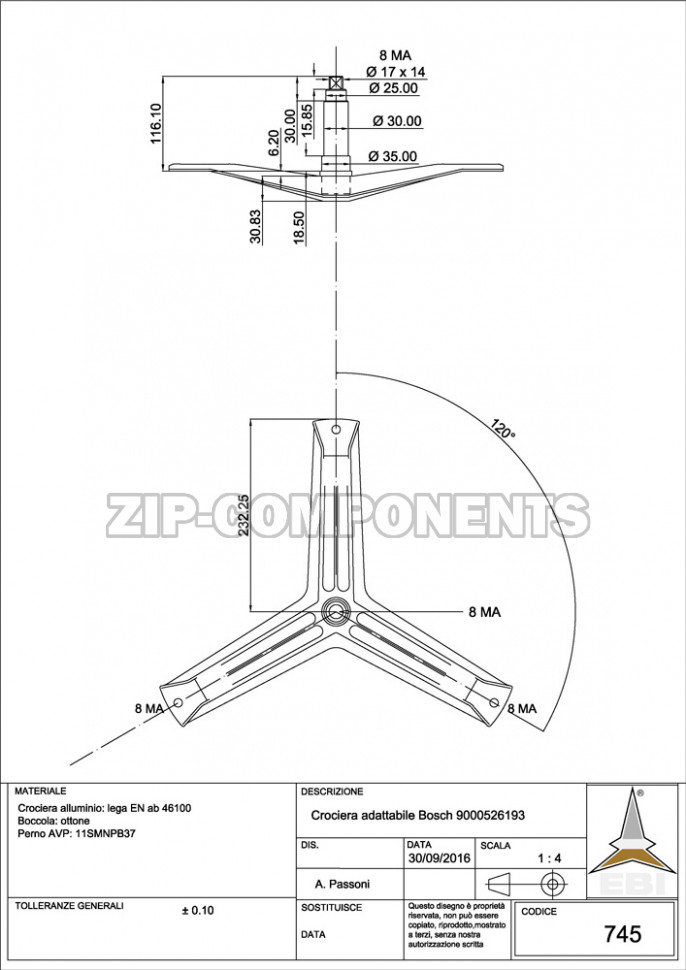 Крестовина cod745 стиральной машины Bosch 684101