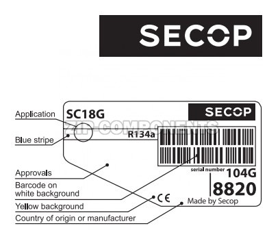 Компрессор Secop SC 18 G (R-134) (W при -23.3° 392Вт) (W при +7.2° 1645Вт) универсальный