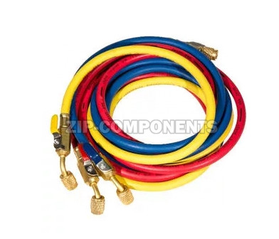 Набор шлангов с вентилями 3шт 180см (R-12, R-22, R-134a) FavorCool E-372RYB-B