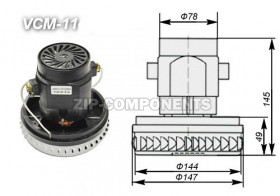 Мотор пылесоса моющего 1200W, H-145, D-144 низкий Китай VCM-11
